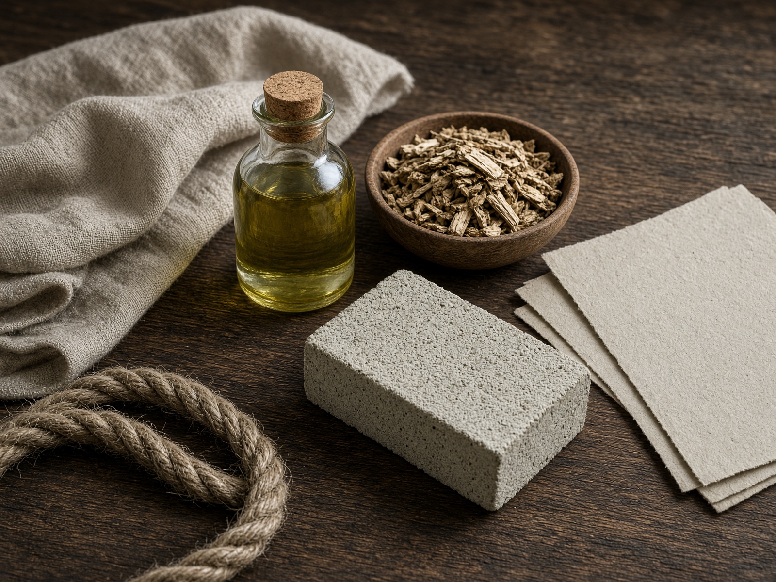 Hemp products: linen, oil, hurd, hempcrete, rope, paper